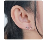 Reindeer Rickshaw Sled With CZ Silver Stud Earrings STS-5513